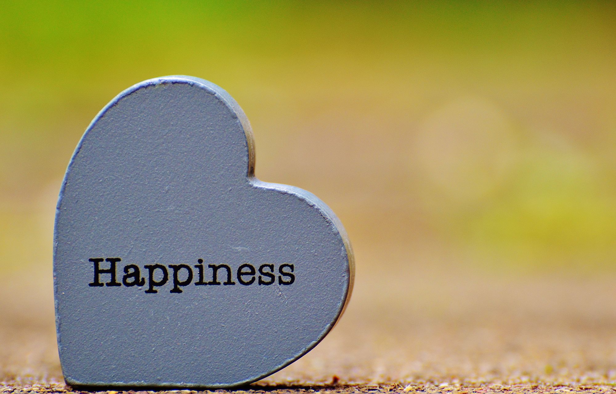 Herz mit der Aufschrift „Happiness“ - Zeichen für Lebensfreude, Zufriedenheit, Glück und emotionales Wohlbefinden.